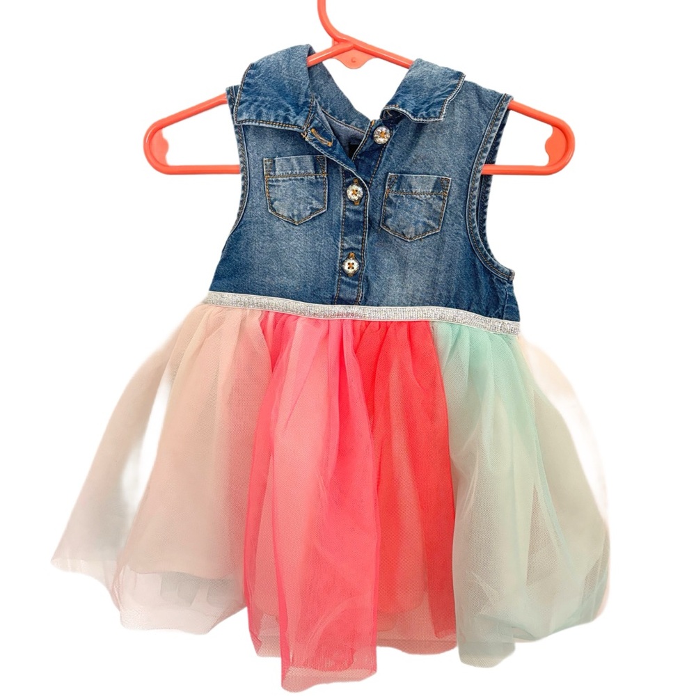 Baby Girls Denim and Tulle Dress. Baby Clothes Size 18 months